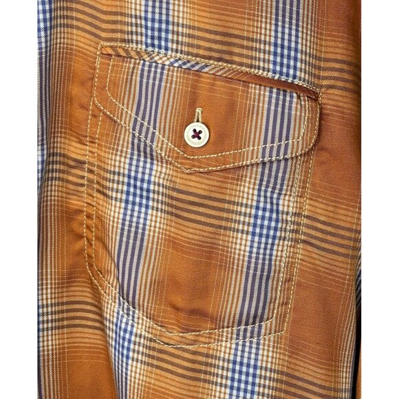 Tommy Bahama Mens Shirt Button Up Long Sleeve Casual Orange Blue Plaid X-Large - Picture 5 of 13